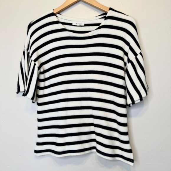 Madewell | Striped Bell Sleeve Textured Knit Comfy Top Shirt Blouse - Picture 5 of 15